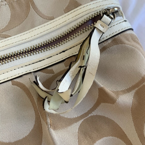 COACH POPPY PURSE BEIGE/CHAMPAGNE NEUTRAL HANDBAG - Picture 6 of 7